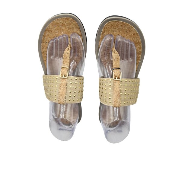 Soft Style Hush Puppies Womens 9.5 Gold Studded Slip-On Adjustable Strap - Picture 4 of 13